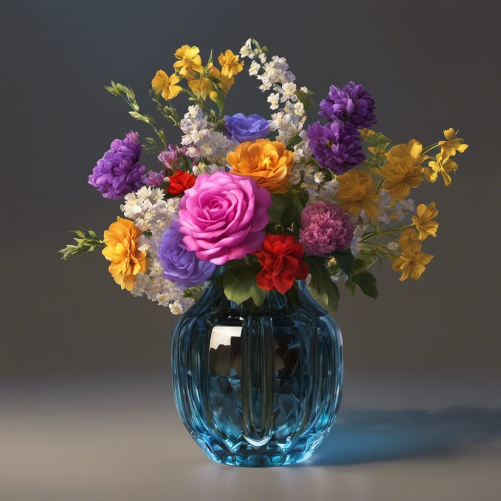 Vibrant Floral Bouquet in Rococo Style