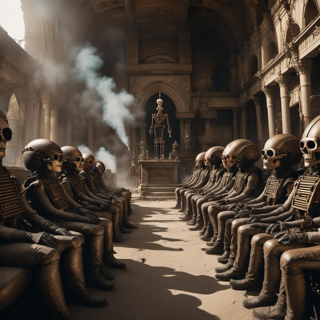 Steampunk Neo-Gothic Egyptian Necropolis Panoramic View