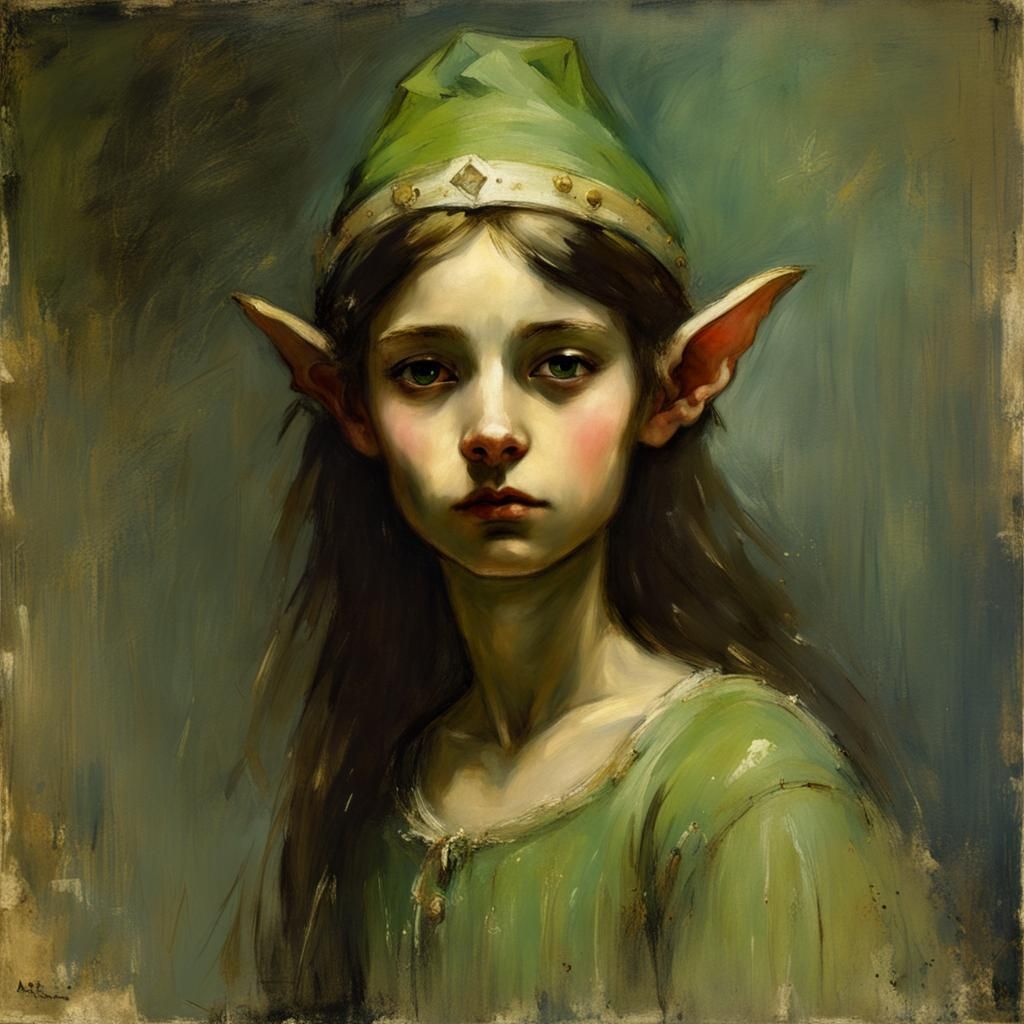 Magical Elf Portrait in Tonalist Style