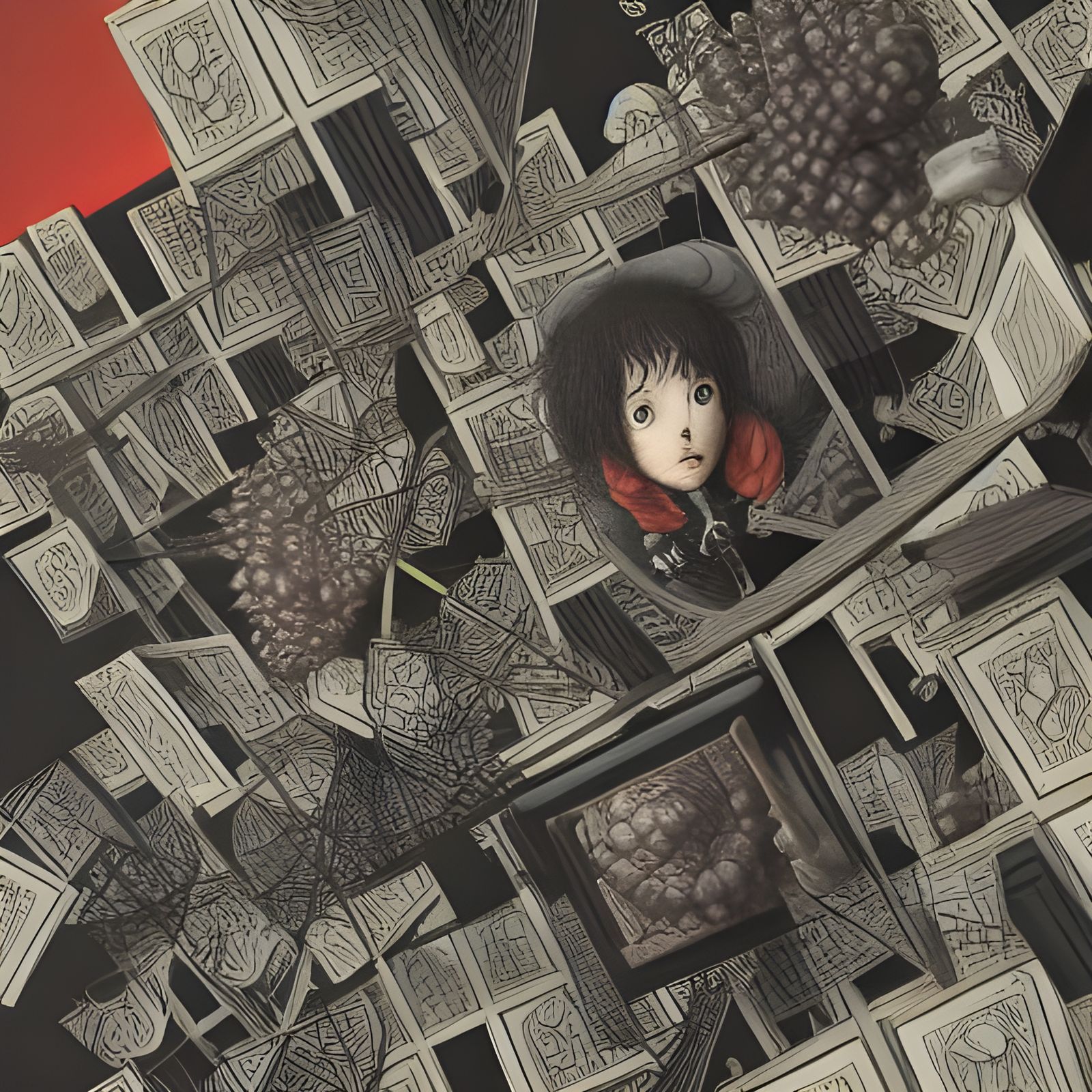 Abstract Squares and Circles in Pop Anime Style