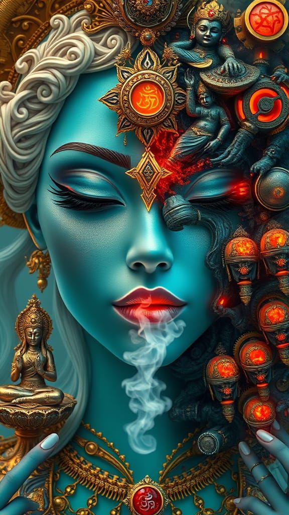 Divine Feminine: Duality in a Surreal Cyberpunk Style