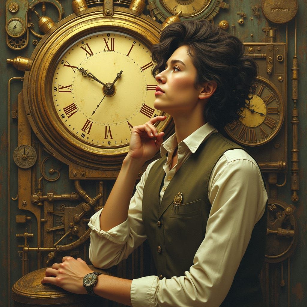 Clockwork Dreamscape in Warm Golden Hues