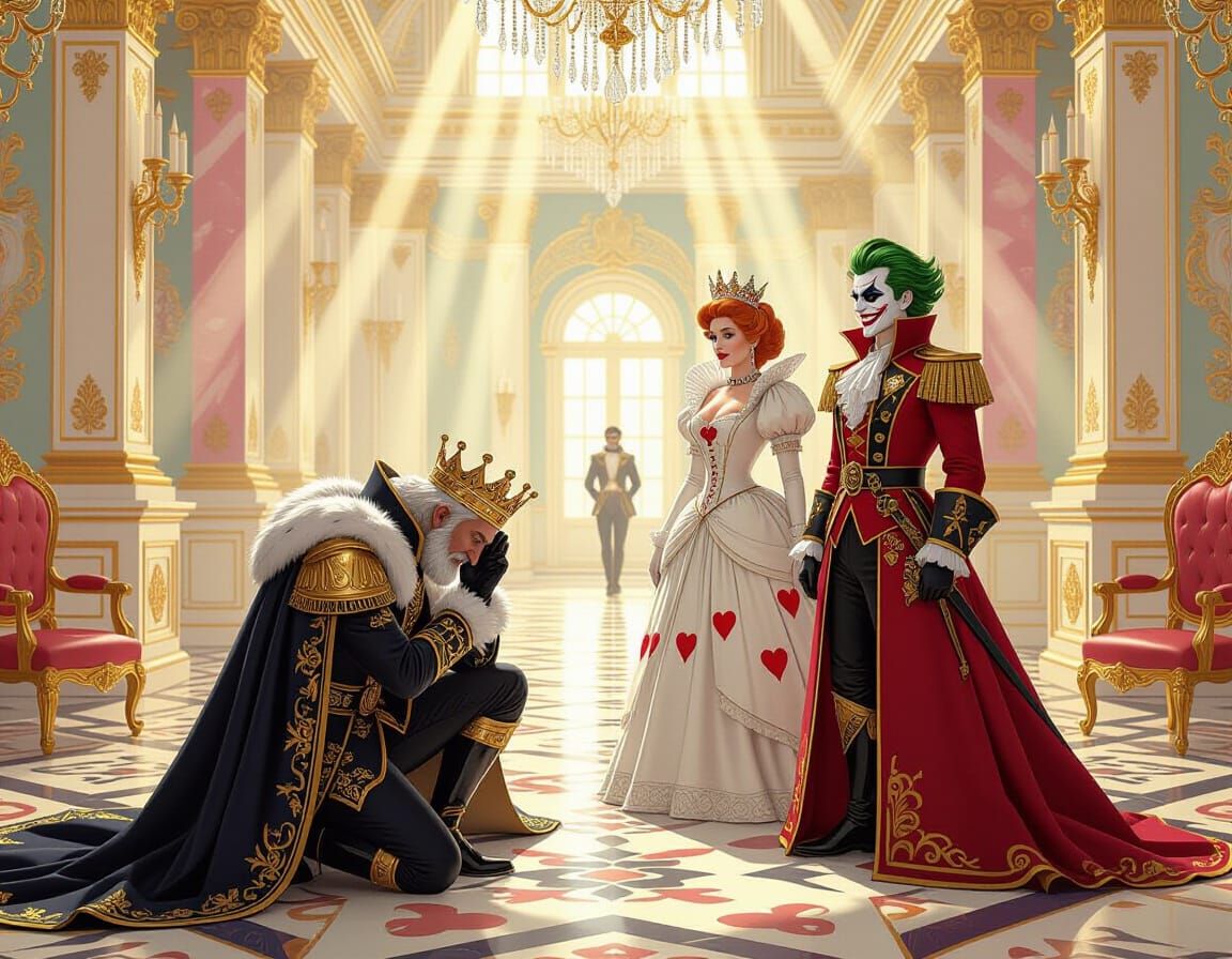 Rococo Palace Scene with Playing Card Royalty