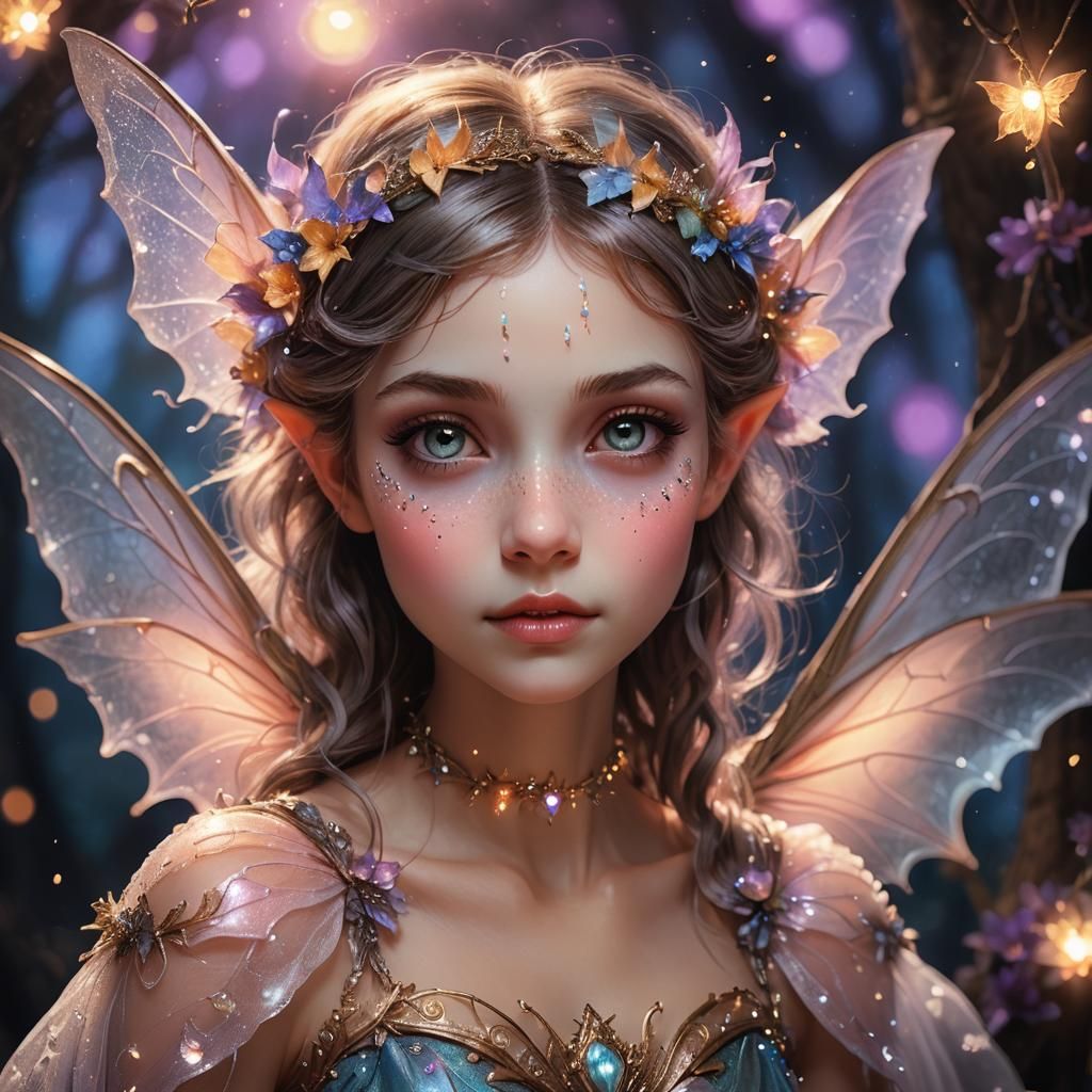 Enchanted Fairy with Fuzzy Bat in Whimsical Art