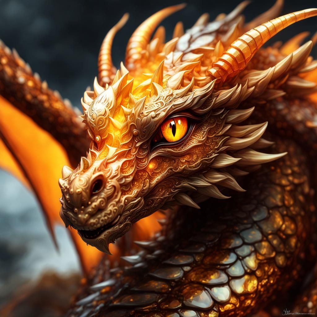 Amber Dragon Portrait in Anime Style