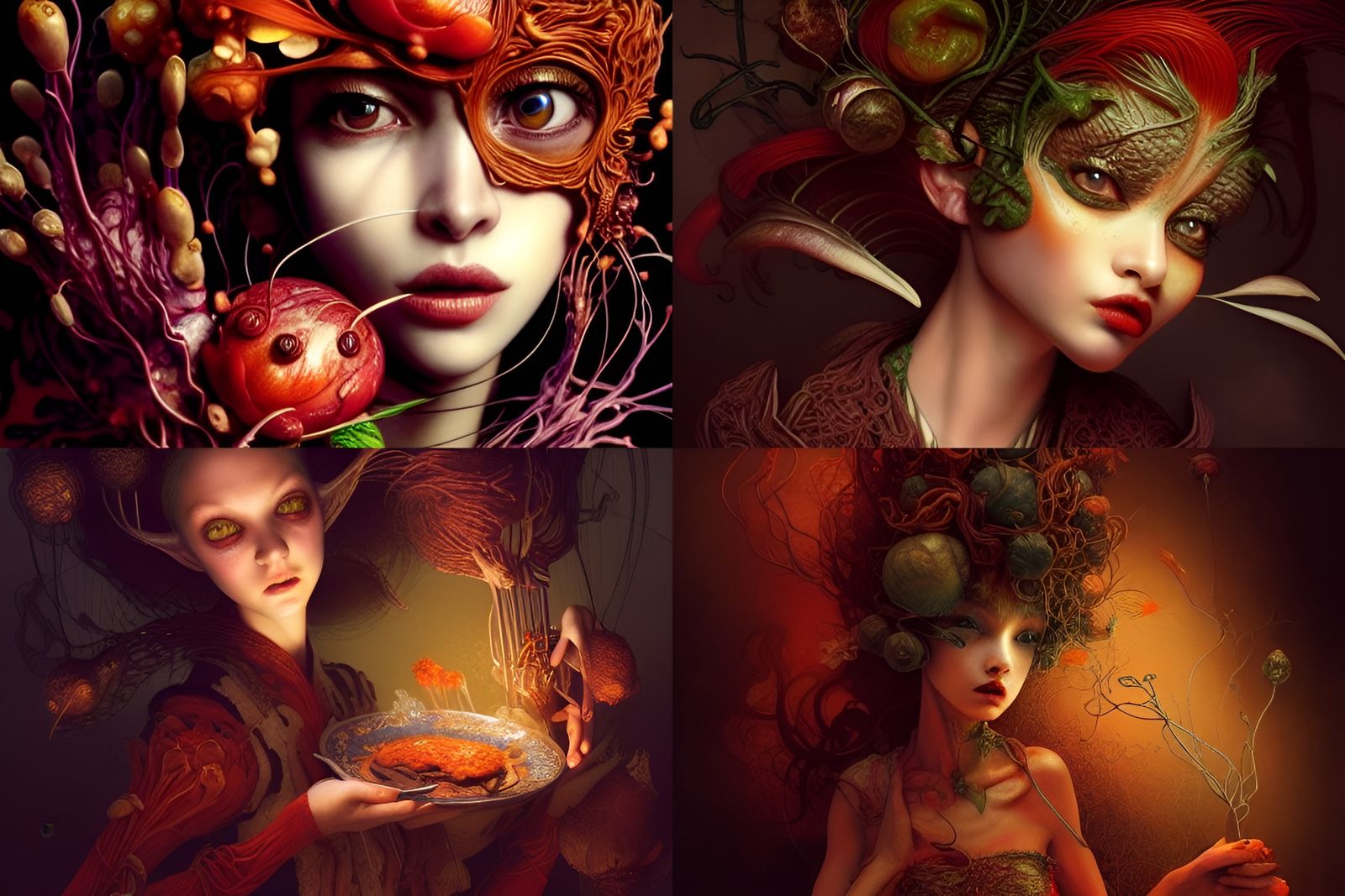 Pixies Cooking in Roots: Steampunk Watercolor Art