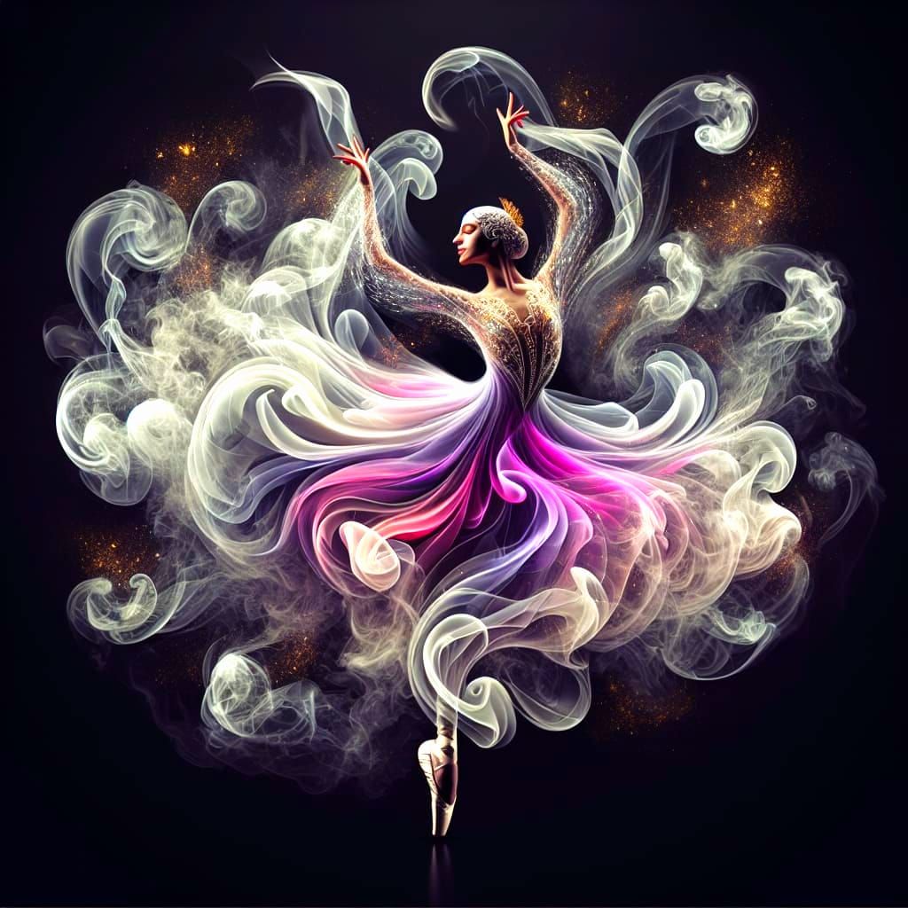 Ethereal Middle-Eastern Ballerina in Smoky, Iridescent Glow