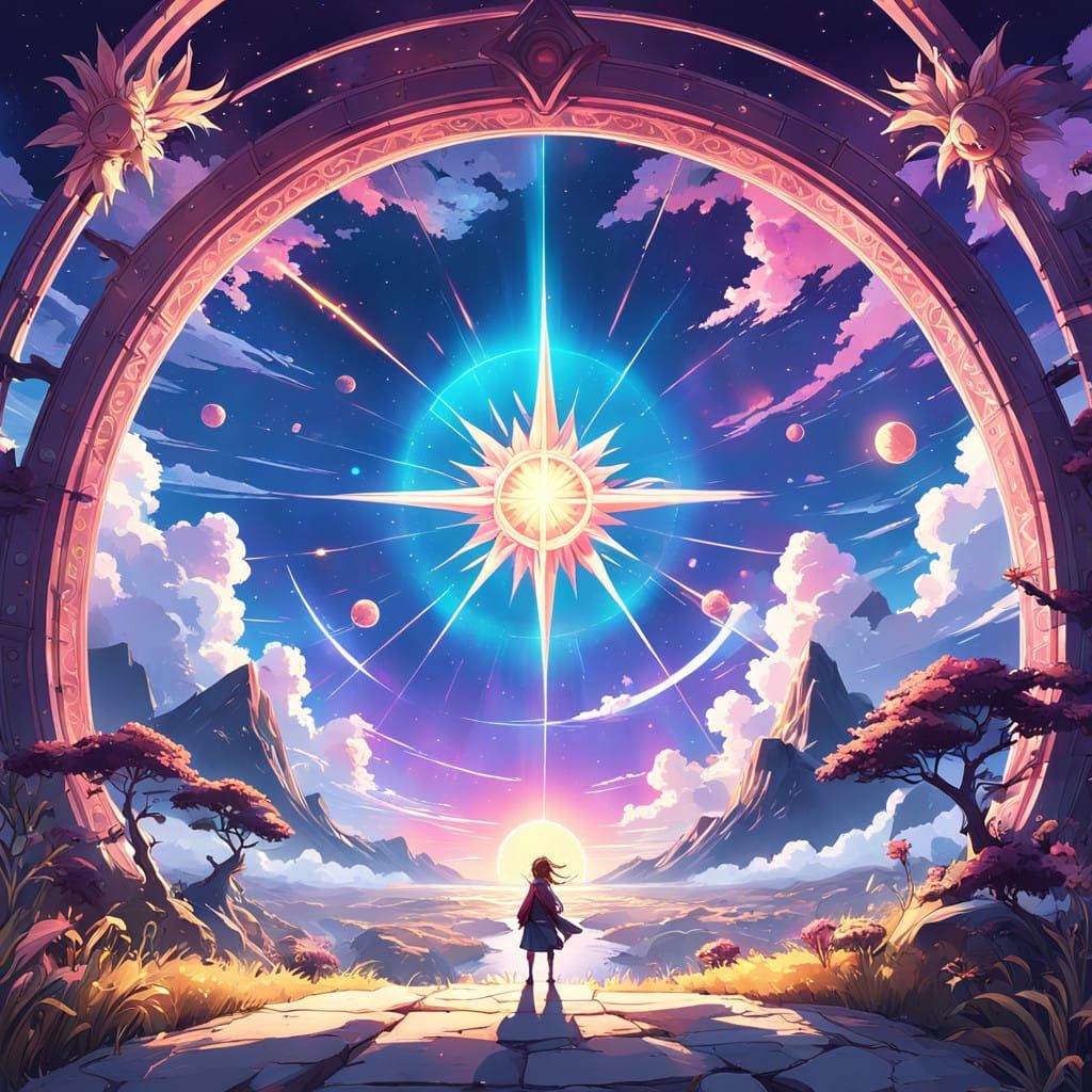 Celestial Dawn in Vibrant 8K Anime Style
