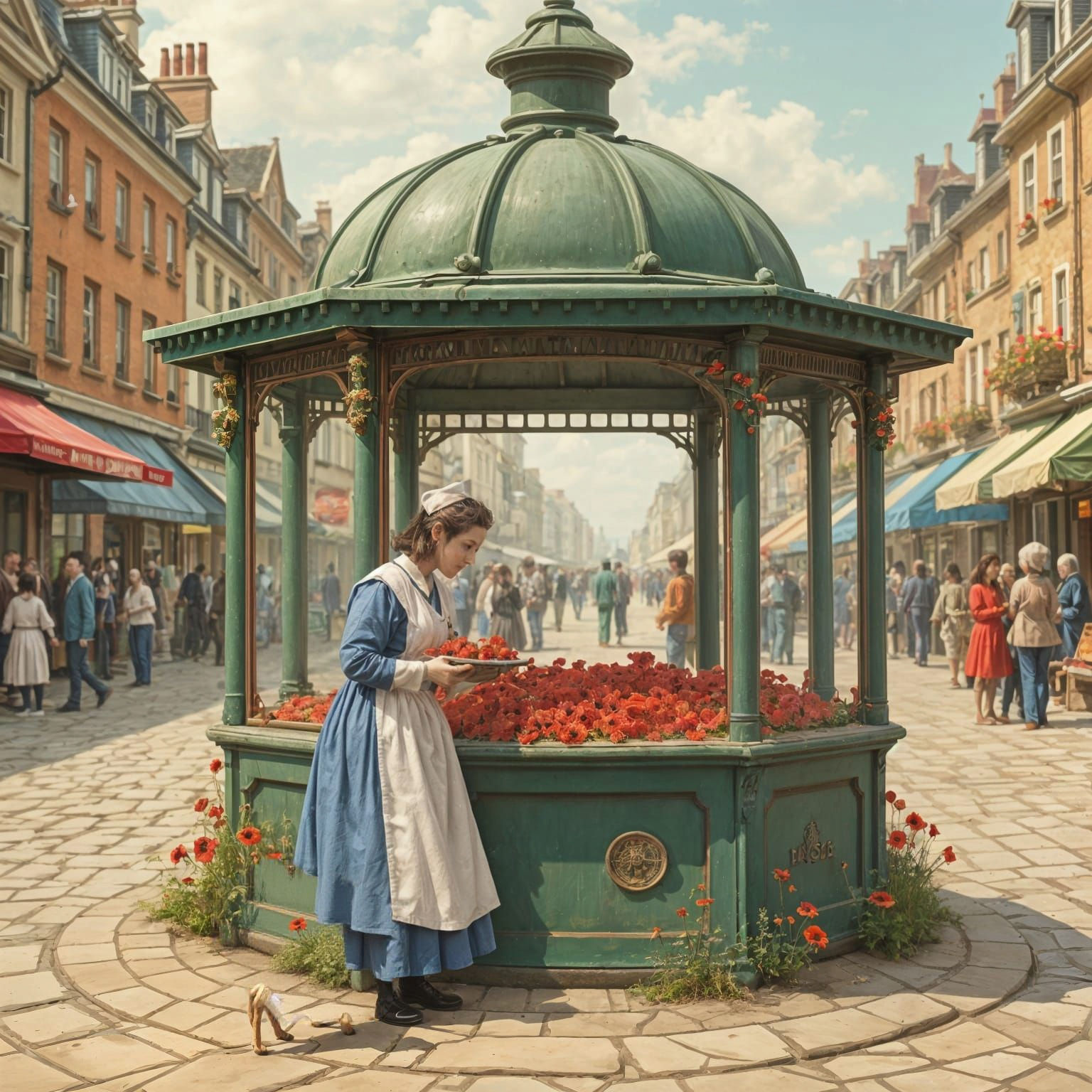 Nurse Selling Poppies in Roundabout