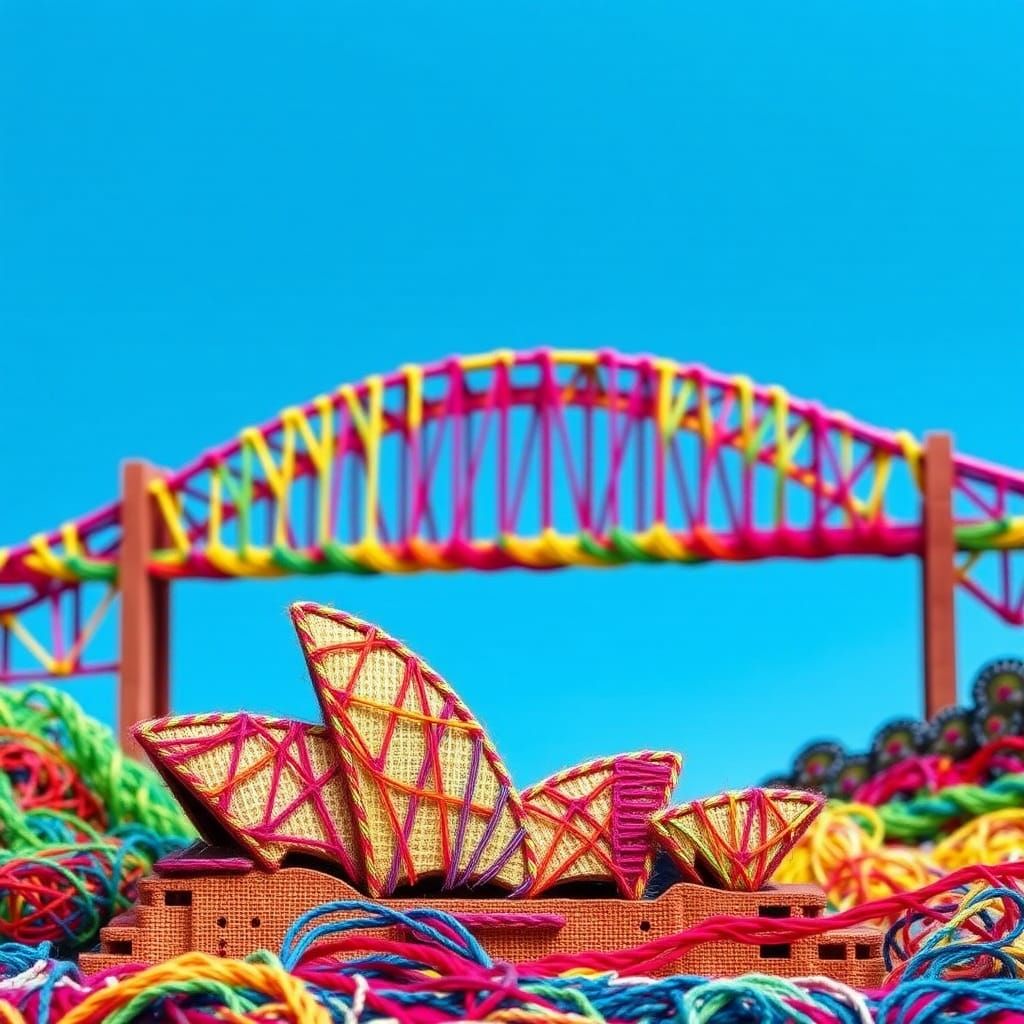 Sydney Landmarks Reimagined as Colorful String Art