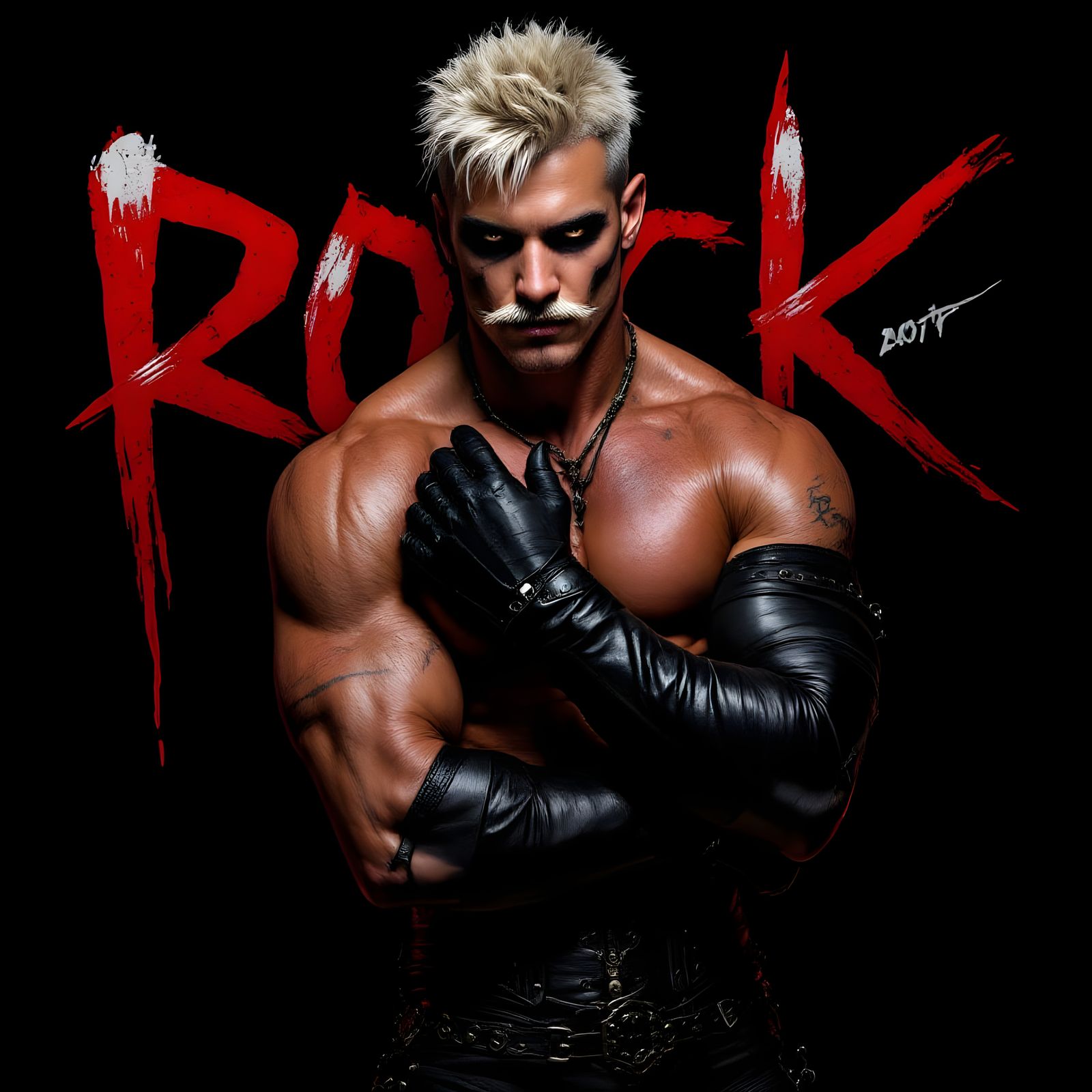 Rock Star in Leather Attire, Exuding Eros