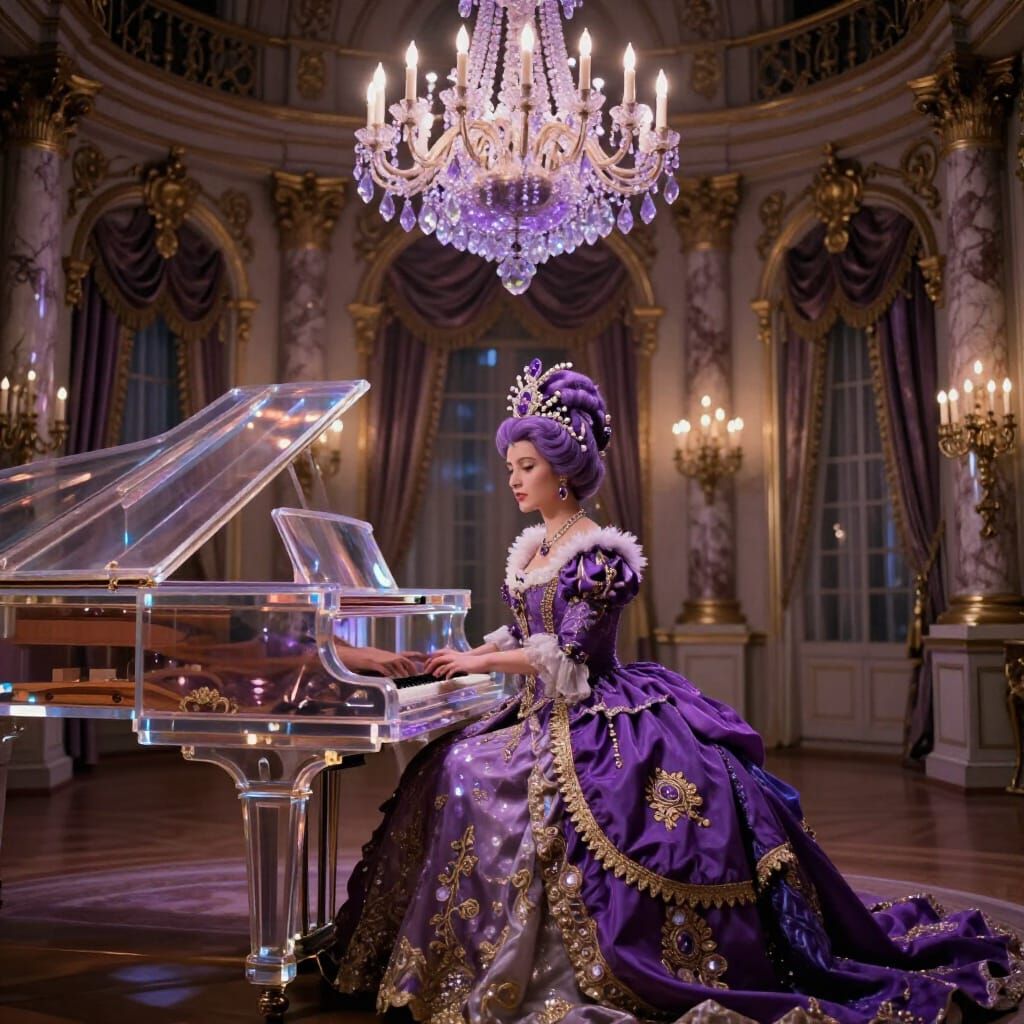 Regal Woman in Violet Baroque Opulence