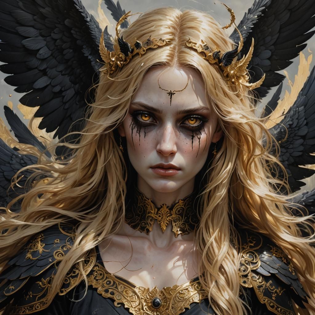 Fallen Angel Aasimar with Black Wings