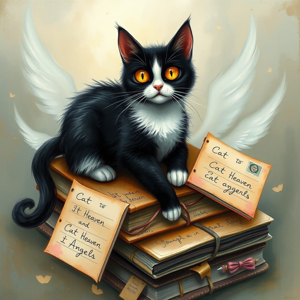 Whimsical Cat in Shabby Chic Junk Journal Heaven