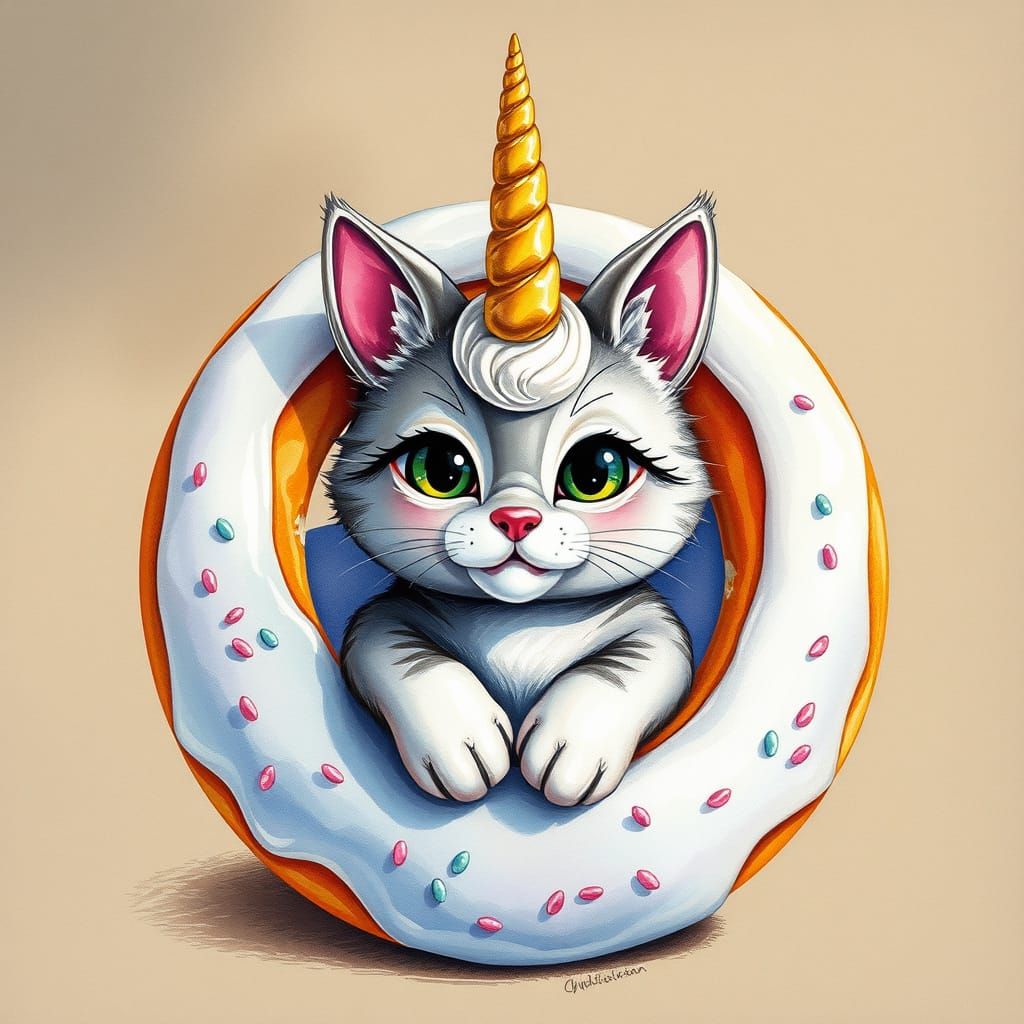 Cat Unicorn in Donut