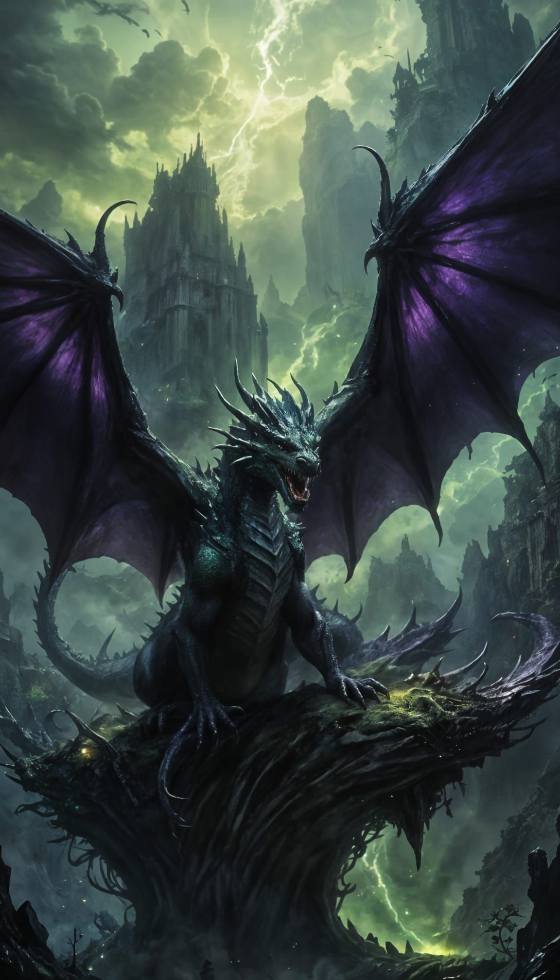 Epic Dragon with Green Embers in Hyperdetailed Style