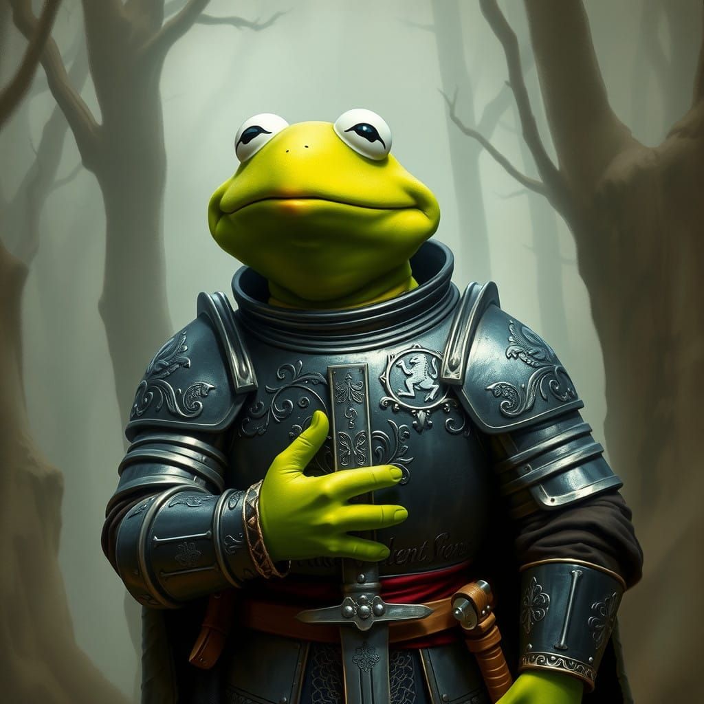 Medieval Frog Hero in Full Armor