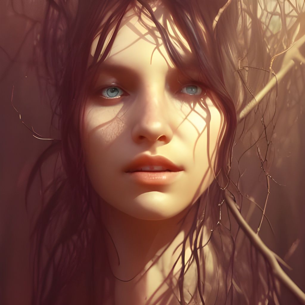 Swamp Witch Portrait in Hyperdetailed Style