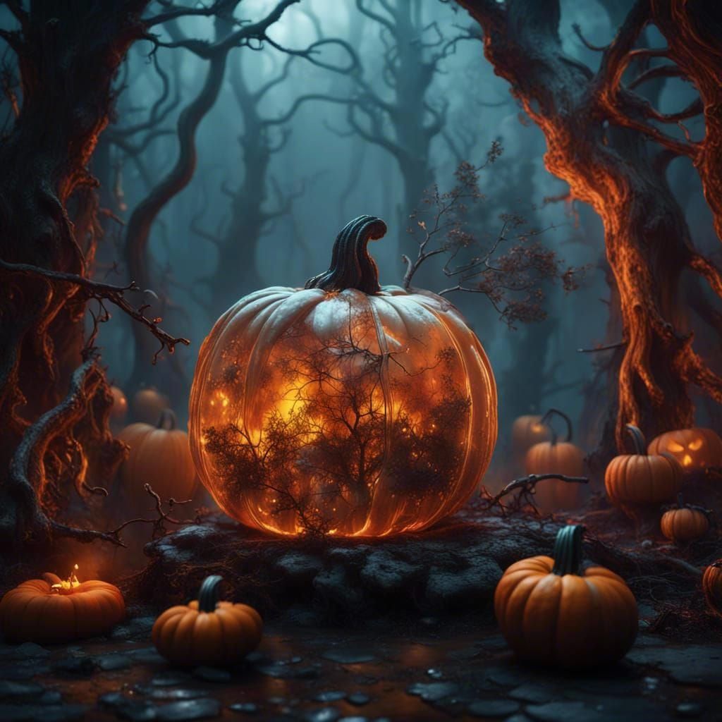 Pumpkins in Forest