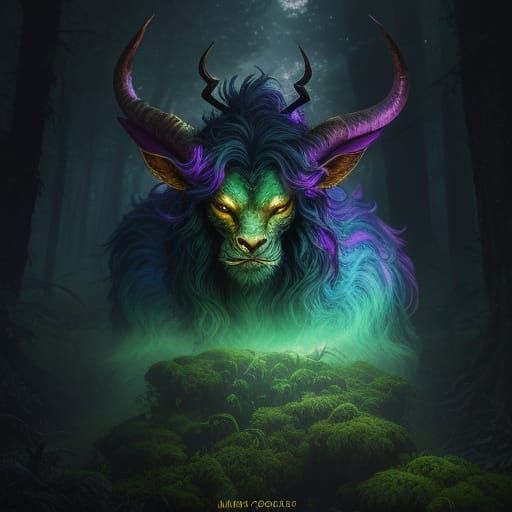 Mystical Satyr in Enchanted Forest: Digital Matte Painting