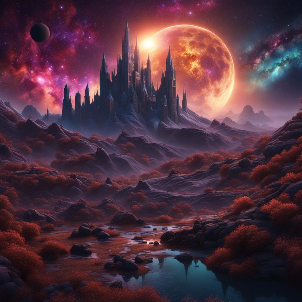 Fantastical Galaxy Matte Painting in Deep Color