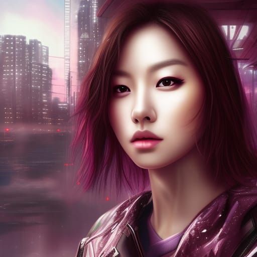Cyberpunk Portrait of a Beautiful Woman with Graffiti