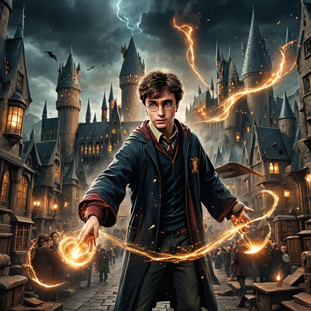 Harry Potter Casting a Spell, Fantasy Art
