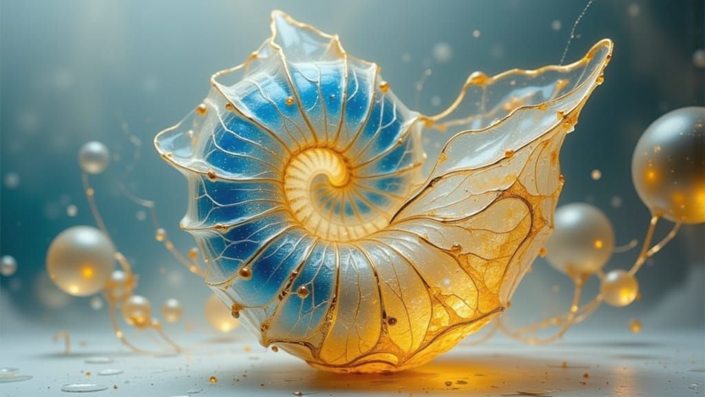 Glowing Nautilus Shell in Cyberpunk Style