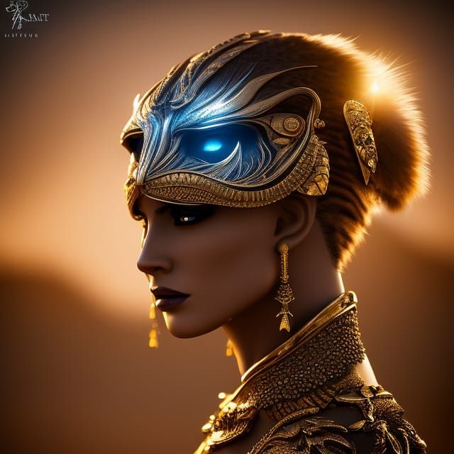 Fierce Lioness Humanoid in Egyptian Style