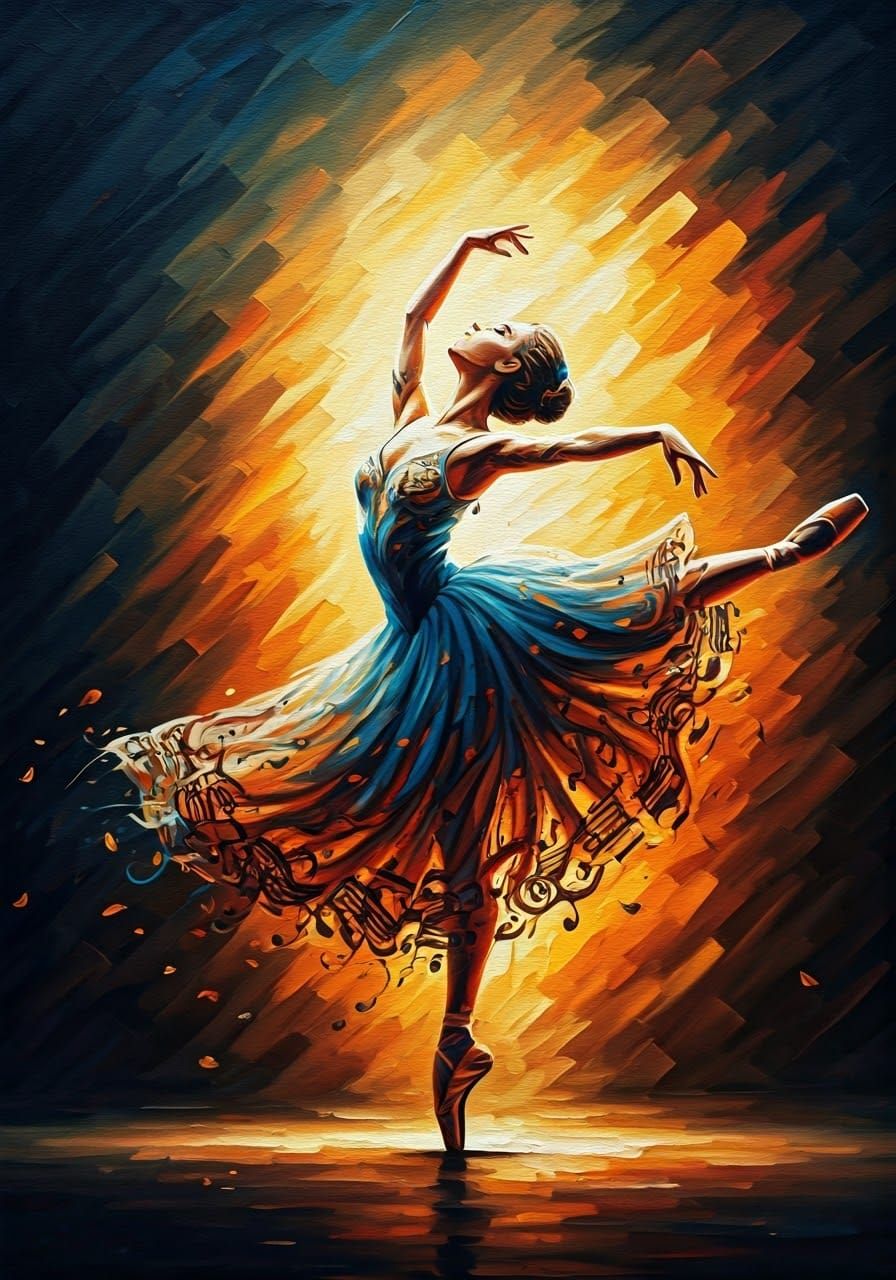 Ballet Dancer Made of Swirling Music Notes