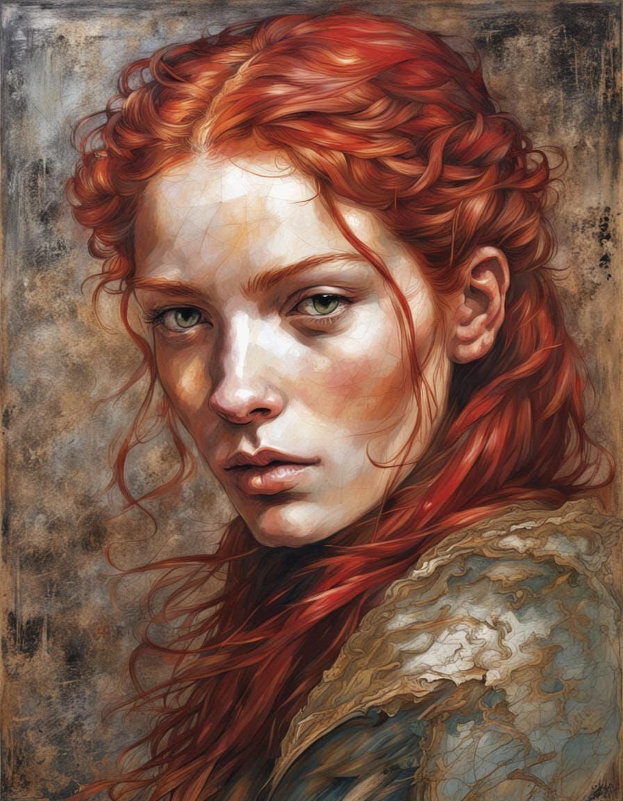 Renaissance-Style Portrait with Red Hair