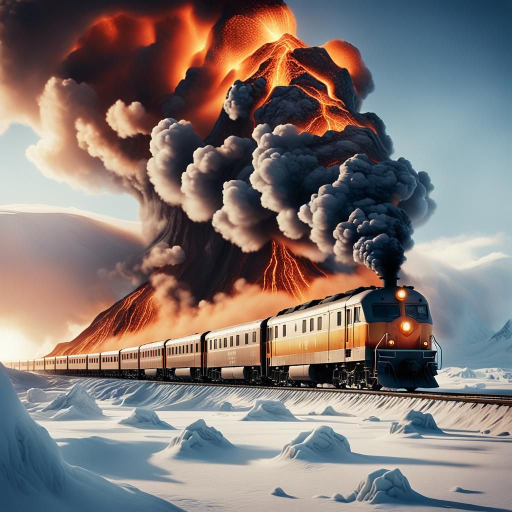 Volcanic Train Steams Through Icy South Pole