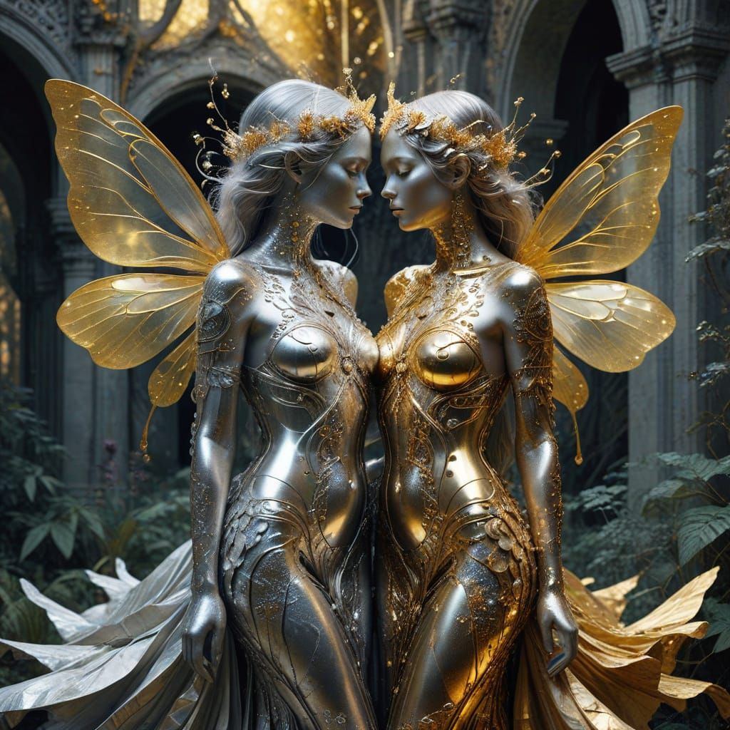 Surreal Fairy in Golden Dreamscape