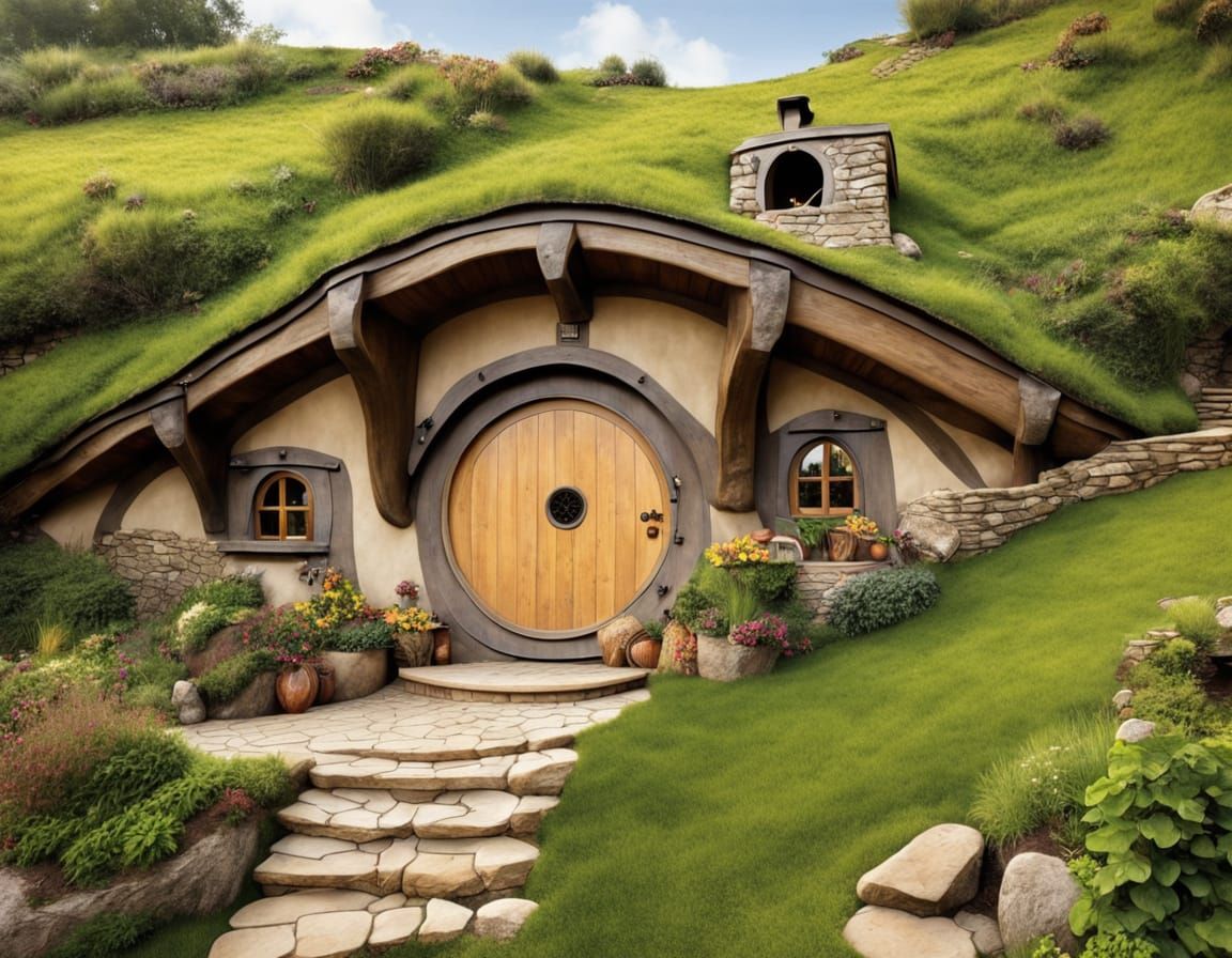 Rustic Hobbit Home Built Into Hillside