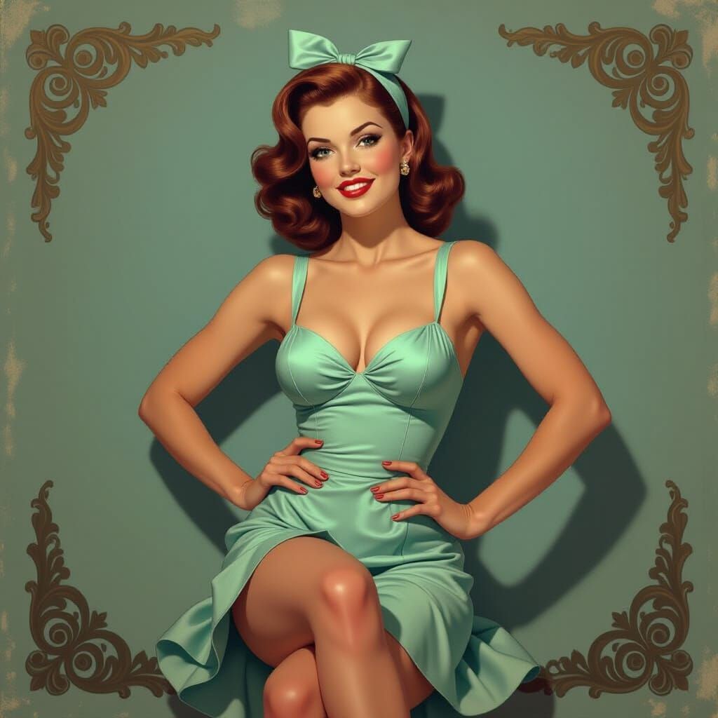 Classic Pin-Up Girl Illustration