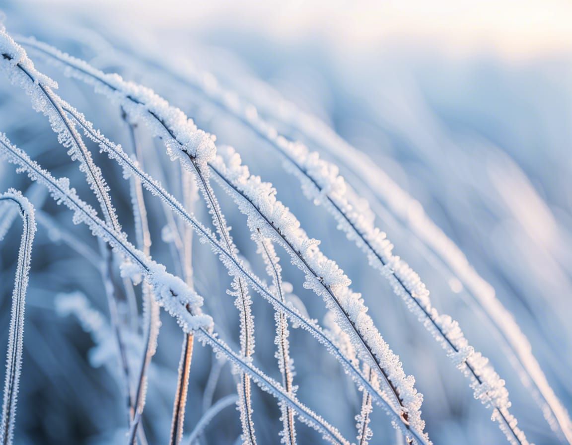 Delicate Frost Covers Thin Wires: Winter Macro