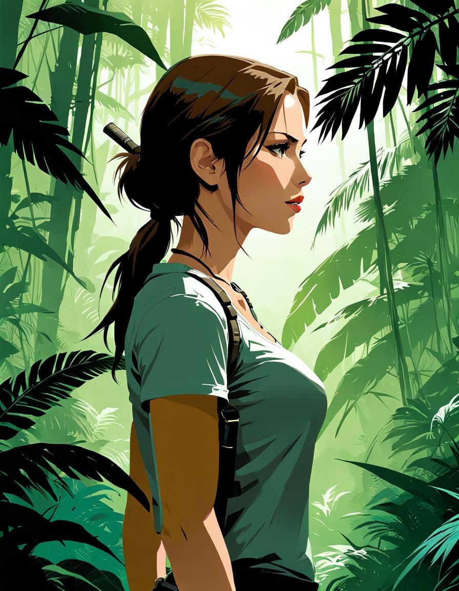 Lara Croft Jungle Portrait in Anime Style