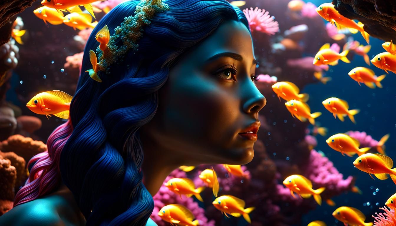 Mermaid in Coral Cave: Hyperrealistic Candy Art