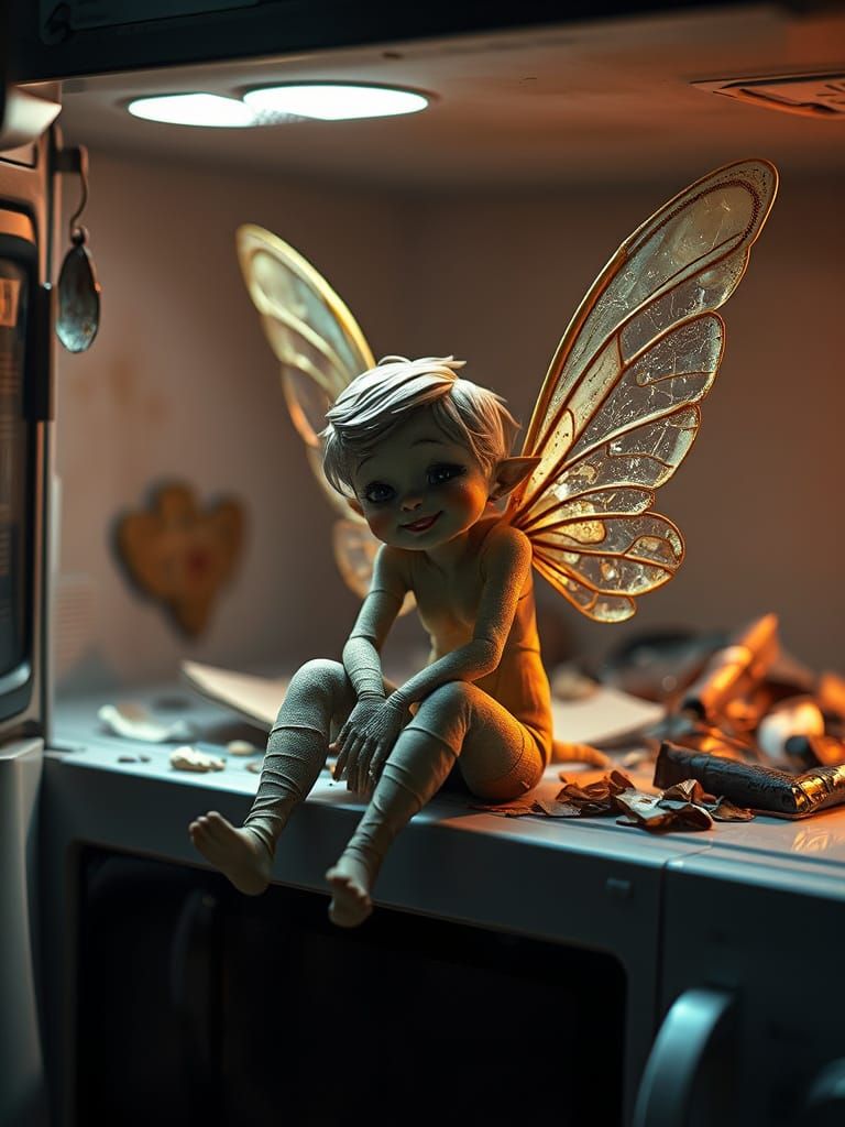 Garbage Fairy on Microwave: Digital Matte Painting