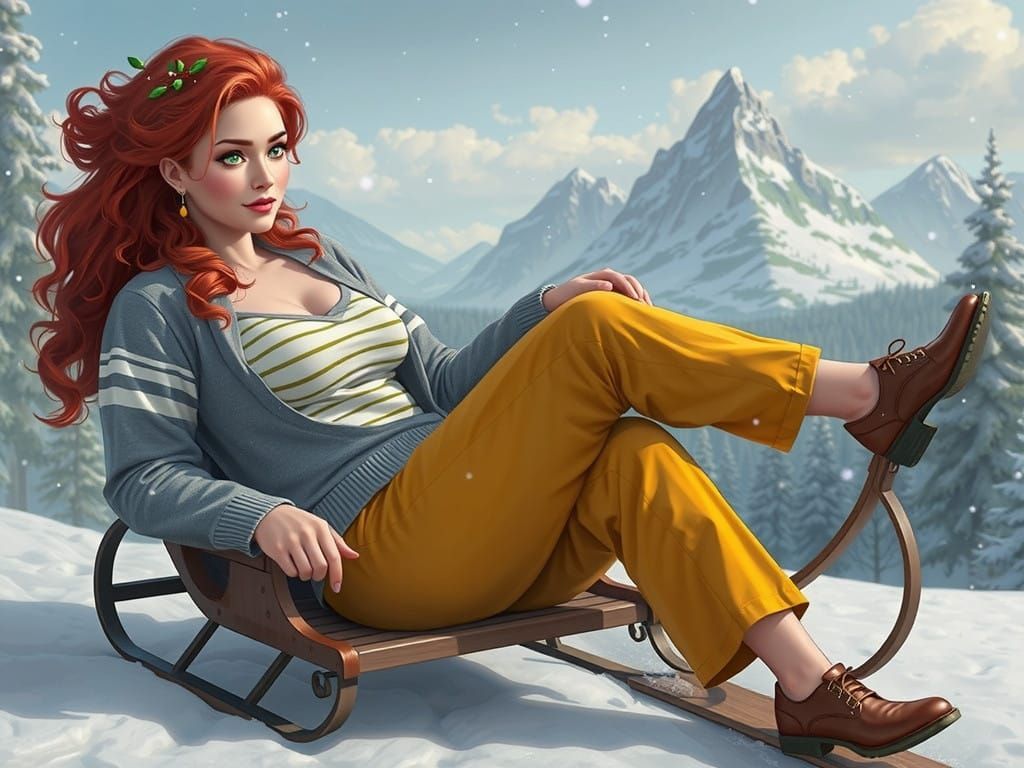Fantasy Realism Game Character in Winter Wonderland