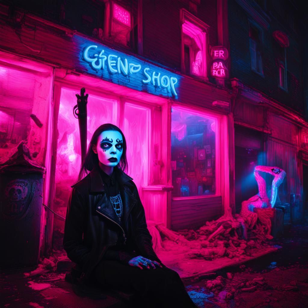 Cyberpunk Monsters and Neon Lights in Impasto Style