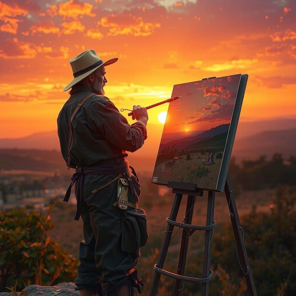 Mystical Sunset Artist Captured in Vivid, Impressionist Styl...
