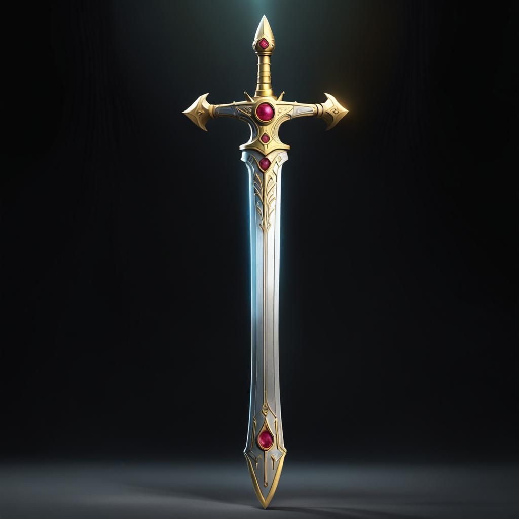 Excalibur Sword with Ruby Hilt: 3D Digital Art