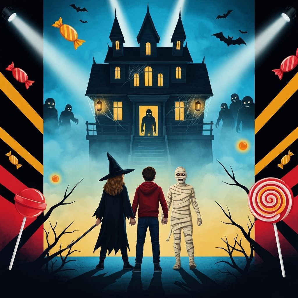 Witch and Mummy Explore Haunted House with Monsters