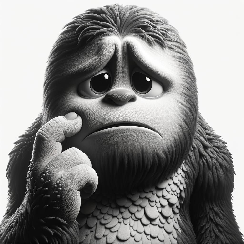 Lovable Giant Monster Expresses Sorrow in Cartoonish Detail