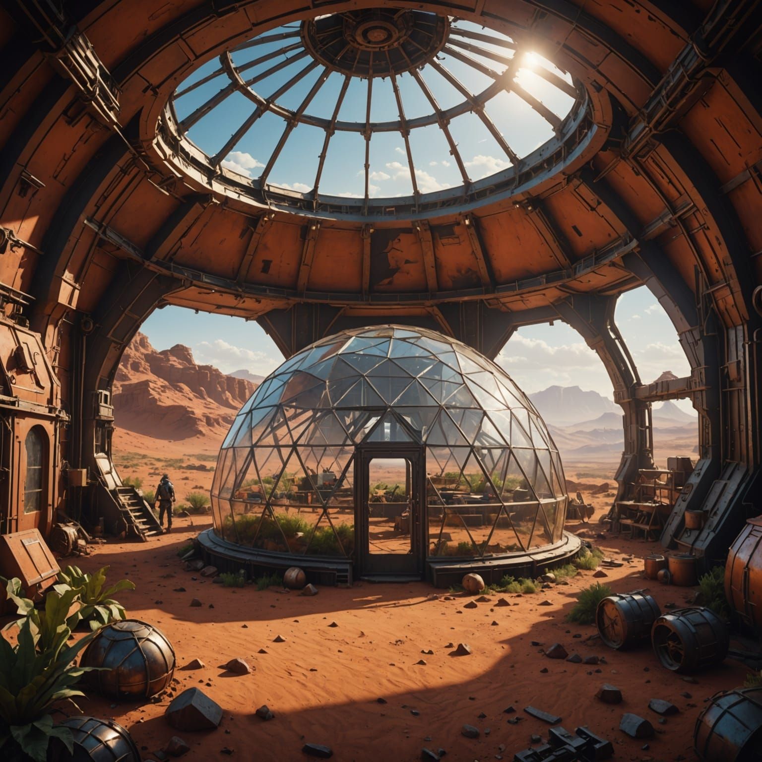 Mars Dome Farm: Fantastical 8K Matte Painting