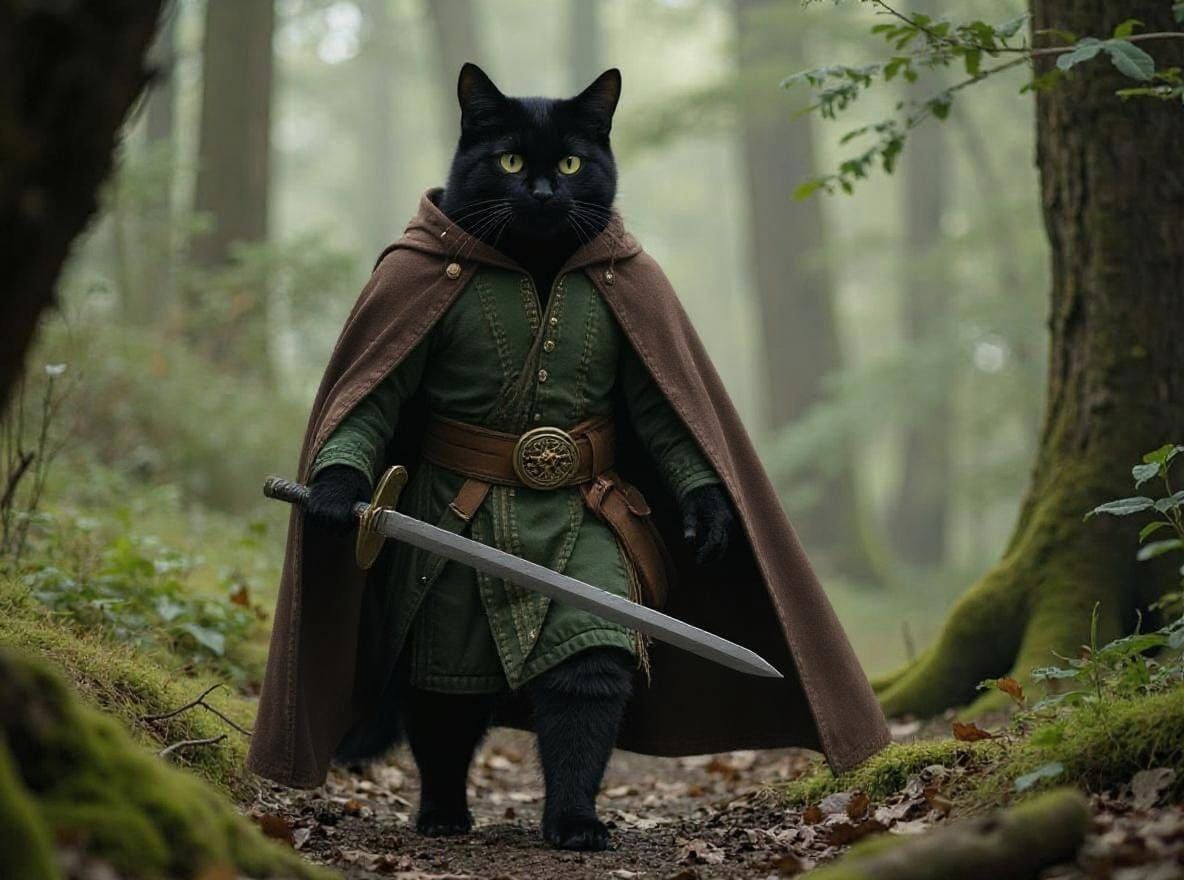 Tiptoes the Cat in Druid Costume