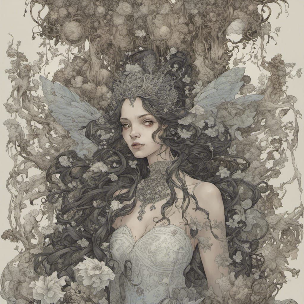 Titania, Queen of Summer Faerie: Surrealist Illustration