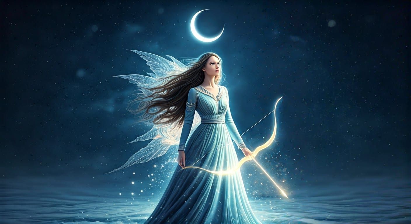 Ethereal Maiden Amidst Sagittarius Zodiac