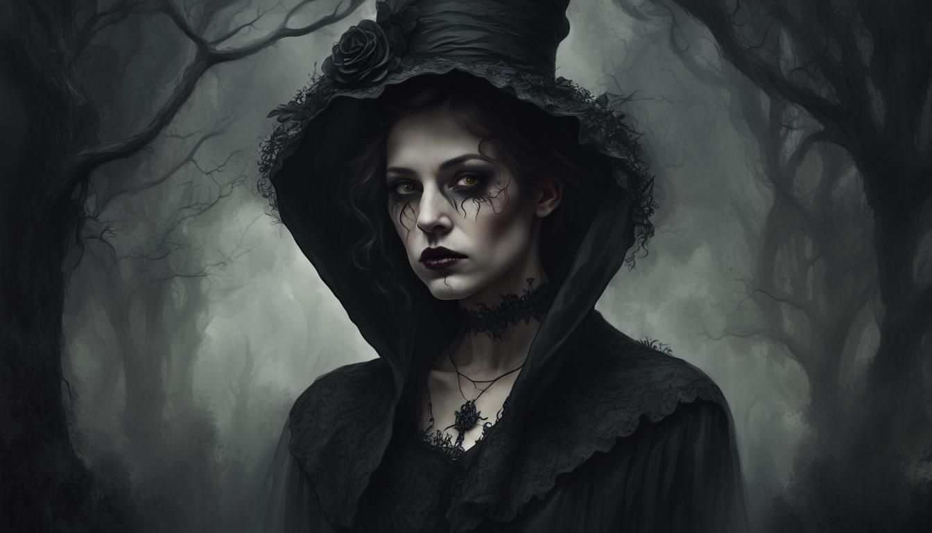 Eerie Halloween Portrait in Gothic Style